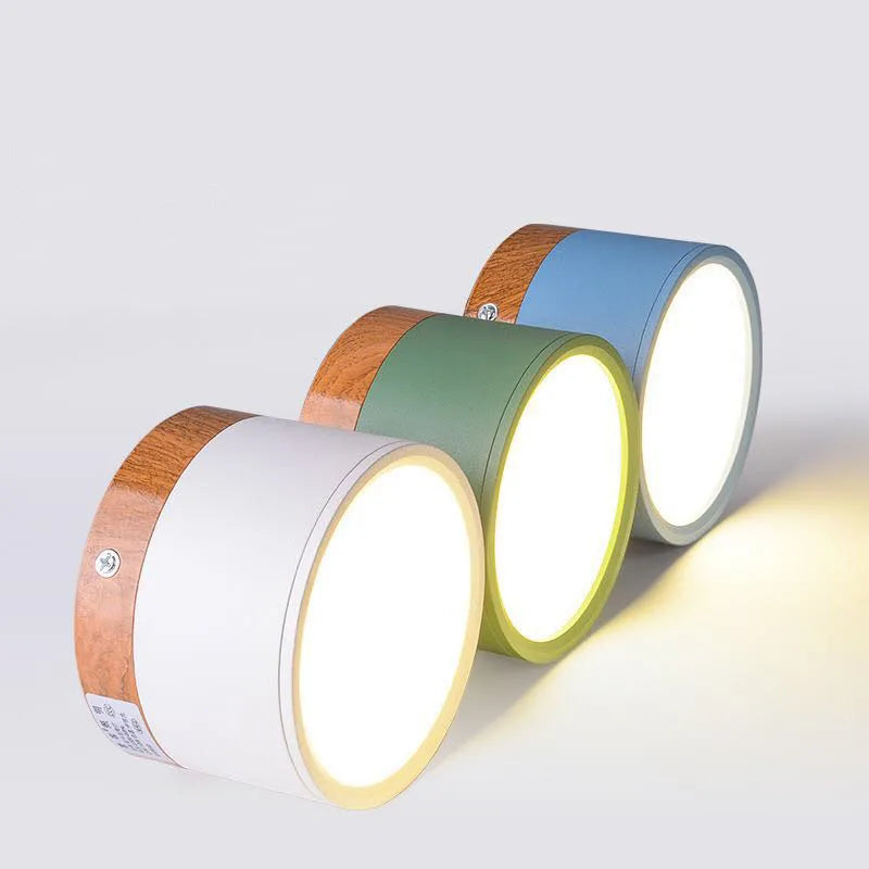 Spot LED en Saillie Effet Bois, 7 Coloris, 5 à 18 W, Ø 7,5 ou 11 cm
