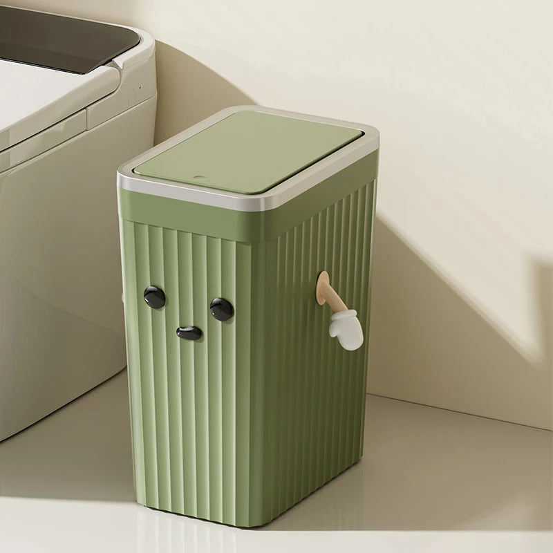 Poubelle Cuisine Étroite à Couvercle Poussoir, 34 cm, Rouge, Vert ou Blanc