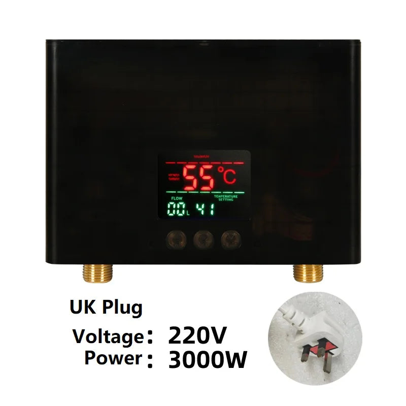 Chauffe-Eau Instantané Électrique Mural avec Télécommande, 3 000 ou 5 500 W