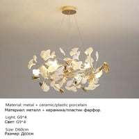 Suspension Cuisine Feuilles de Ginkgo Doré, Céramique ou Acrylique, à la Pièce