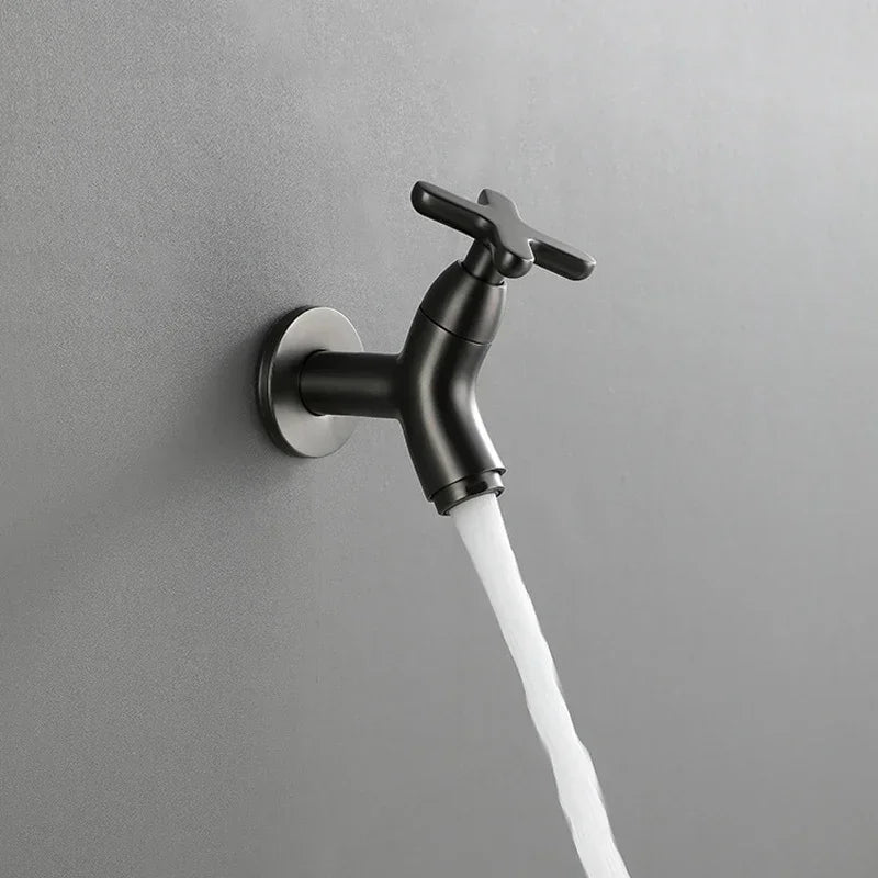 Robinet Lave-Main Mural Eau Froide à Croisillon en Laiton, 4 Coloris