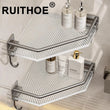 Étagère de Douche d'Angle Acrylique Sans Perçage Cadre Aluminium 32 cm
