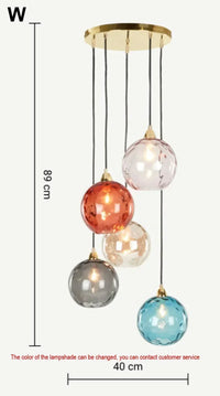 Suspension Cuisine Globes en Verre Coloré Texturé, 1 à 8 Têtes