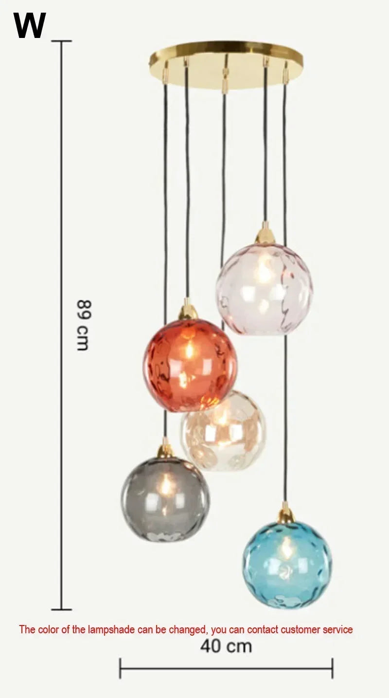 Suspension Cuisine Globes en Verre Coloré Texturé, 1 à 8 Têtes
