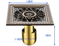 Bonde de Douche Carrée Laiton Vieilli Motifs Ciselés 12 cm