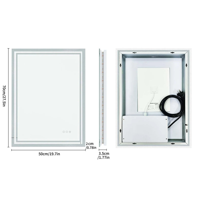 Miroir LED Salle de Bain Rectangulaire Tactile IP65 60x80 cm