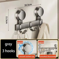 Patère Salle de Bain à Ventouse sans Perçage, Rail Aluminium Gris