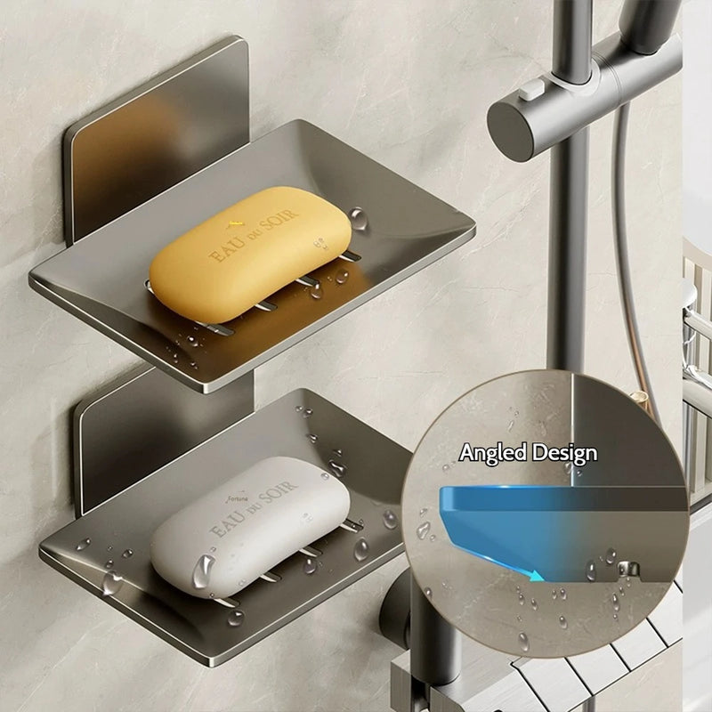 Porte-Savon Mural Sans Perçage en Aluminium avec Vidange