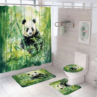 Rideau de Douche Panda 180x180 cm et Tapis Assortis à la Pièce