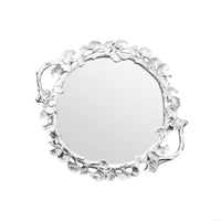 Plateau Miroir Feuillage Sculpté Doré ou Argenté, 44,5 x 38 cm