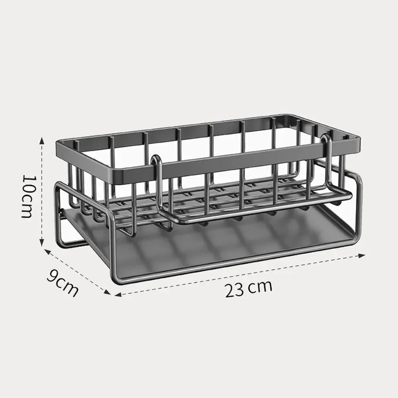 Organisateur d'Évier Acier Carbone Auto-Drainant avec Porte-Serviette