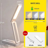 Lampe de Table Pliable LED Rechargeable Tactile, Murale ou à Poser, 27 cm