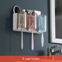 Porte-Brosse à Dents Mural Sans Perçage, 2 à 4 Gobelets, Distributeur Optionnel