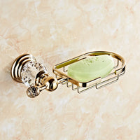 Accessoires Salle de Bain Doré à Cristal avec Gobelets Blancs, à la Pièce, 12 Articles