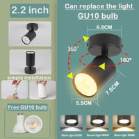 Spot GU10 en Saillie Cuisine, Cylindre Fixe ou Orientable, Noir ou Blanc