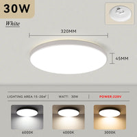 Plafonnier LED Salle de Bain Rond Ultra Plat IP65, Noir ou Blanc
