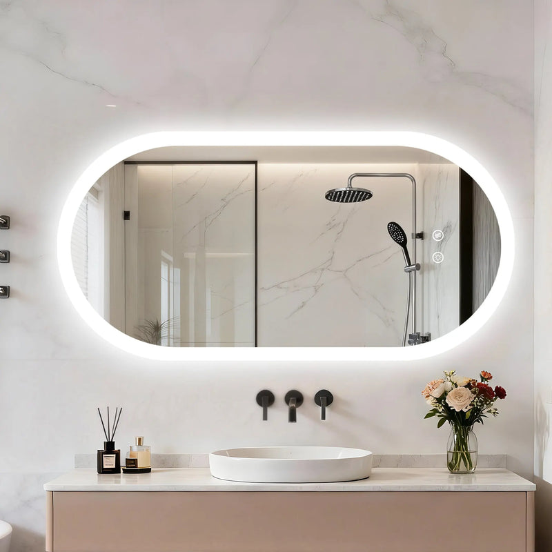 Miroir LED Ovale Salle de Bain Intelligent 80x50 cm