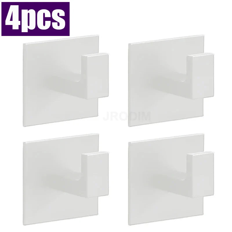 Patère Adhésive Carrée en Aluminium, Noir, Gris ou Blanc, Lot de 1 à 4 Crochets