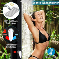 Douche Solaire 60 L sur Pied, Pomme Inox Pivotante 360°, 228 cm