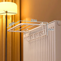 Porte-Serviette Radiateur Pliable Noir ou Blanc, Sans Perçage 35 cm