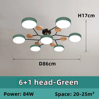 Plafonnier LED Nordique Bois, 1 à 7 Têtes, 4 Coloris