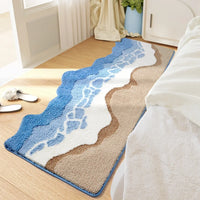 Tapis de Bain Ondulé Motif Vagues Tufté Main, 3 Tailles