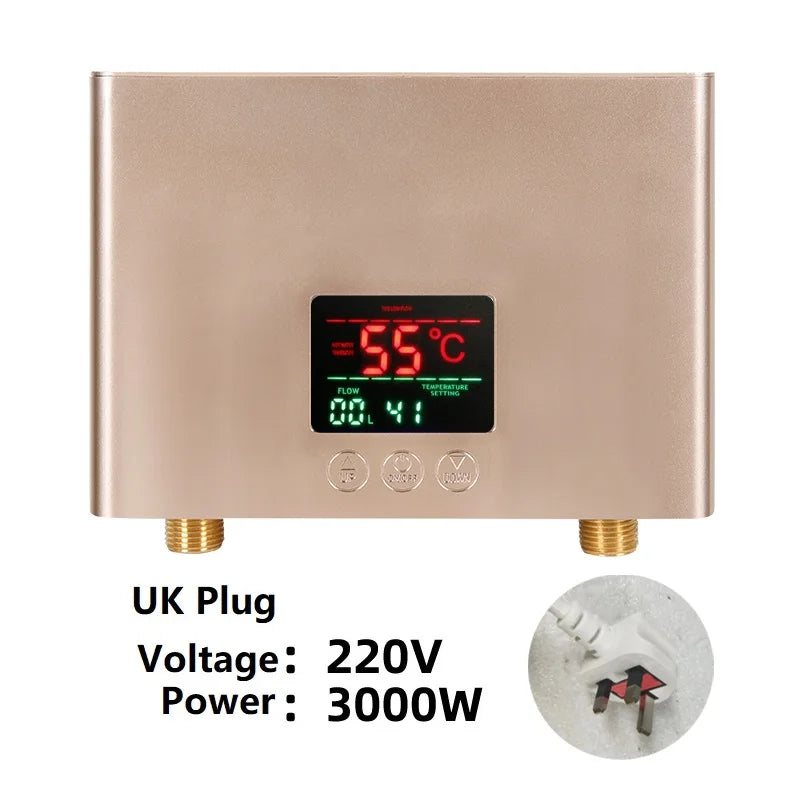Chauffe-Eau Instantané Électrique Mural avec Télécommande, 3 000 ou 5 500 W