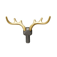 Patère Murale Bois de Cerf Alliage de Zinc Noir, Doré ou Argent