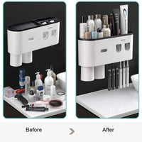 Porte-Brosse à Dents Mural Magnétique, Distributeur de Dentifrice, 1 à 5 Gobelets