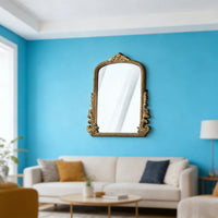 Miroir Baroque Doré Arqué à Poser, Style Vintage Français 24,5 x 30 cm
