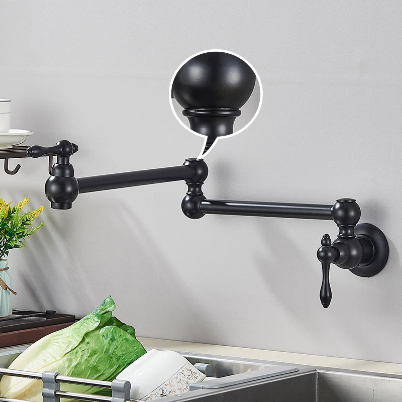 Robinet de Cuisine Mural Pliable Eau Froide Bec Rotatif