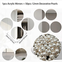 Plateau Miroir Rond Acrylique 20 cm avec 50 Perles Décoratives
