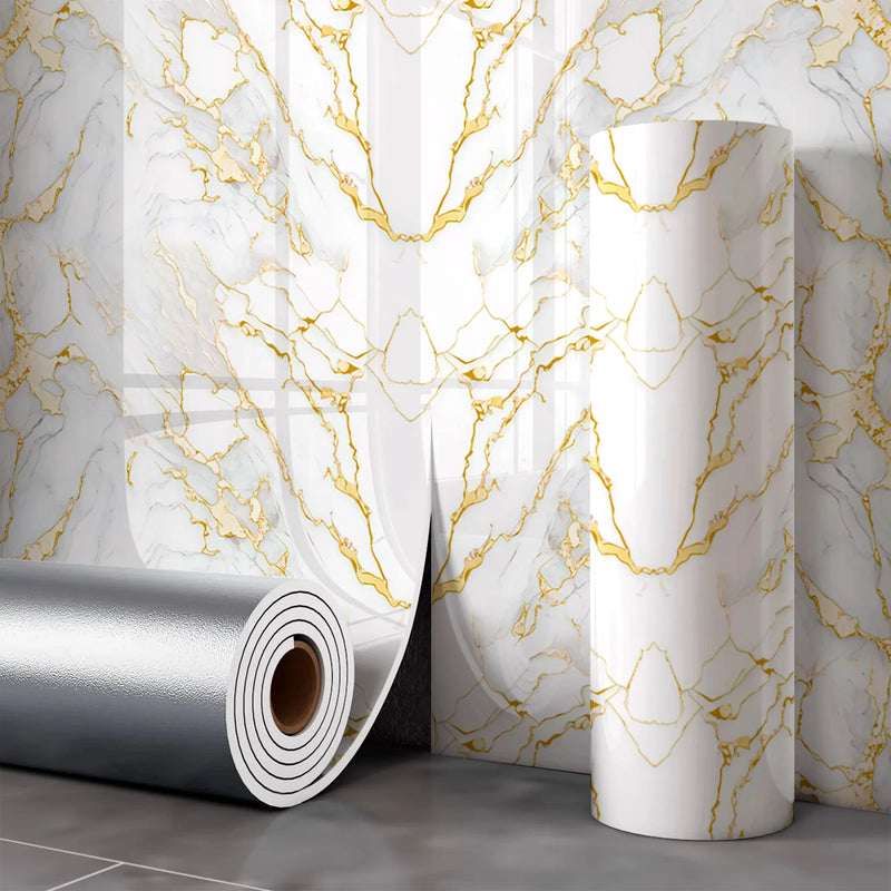 Papier Peint Adhésif Effet Marbre 3D Imperméable en Rouleau