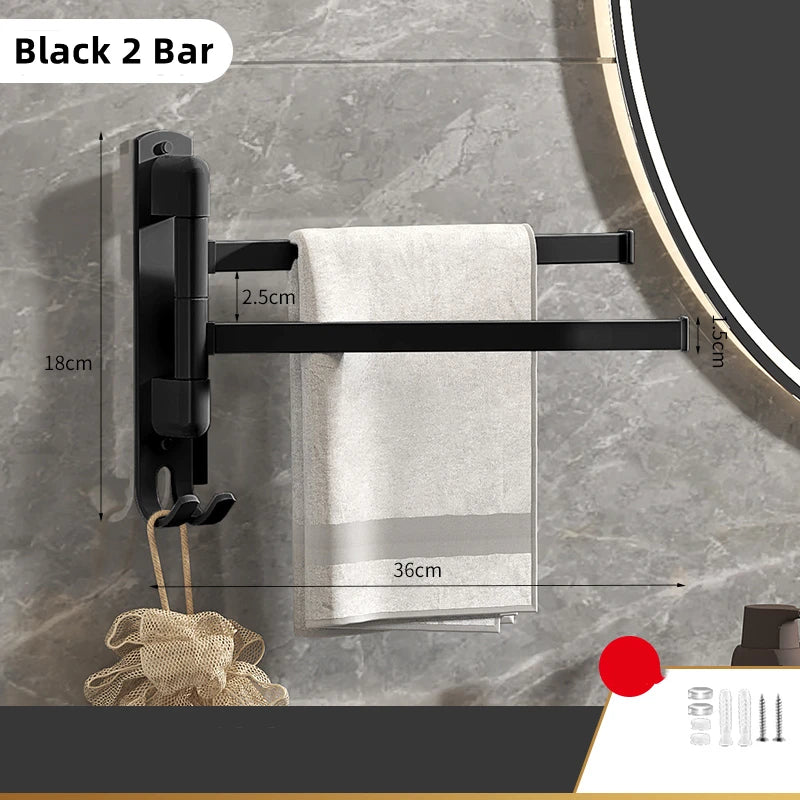 Porte-Serviette Pivotant Mural Inox Noir ou Blanc, 1 à 5 Barres