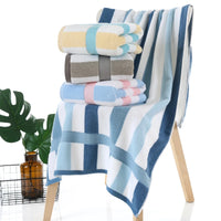 Serviette de Bain Éponge Rayée 70 x 140 cm en 4 Coloris