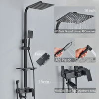 Colonne de Douche Réglable 73 à 116 cm avec Étagère, Noir, Chromé ou Doré