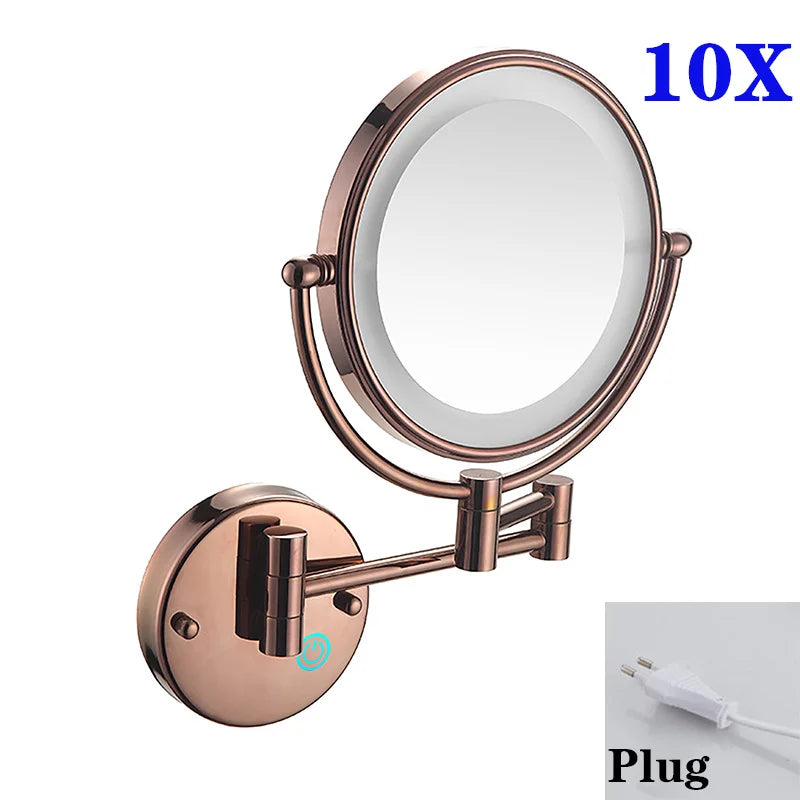 Miroir de Maquillage LED Grossissant 10X Tactile Mural Double Bras Extensible