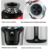 Broyeur d'Évier 560 W avec Interrupteur Sans Fil, Meulage en 7 Niveaux