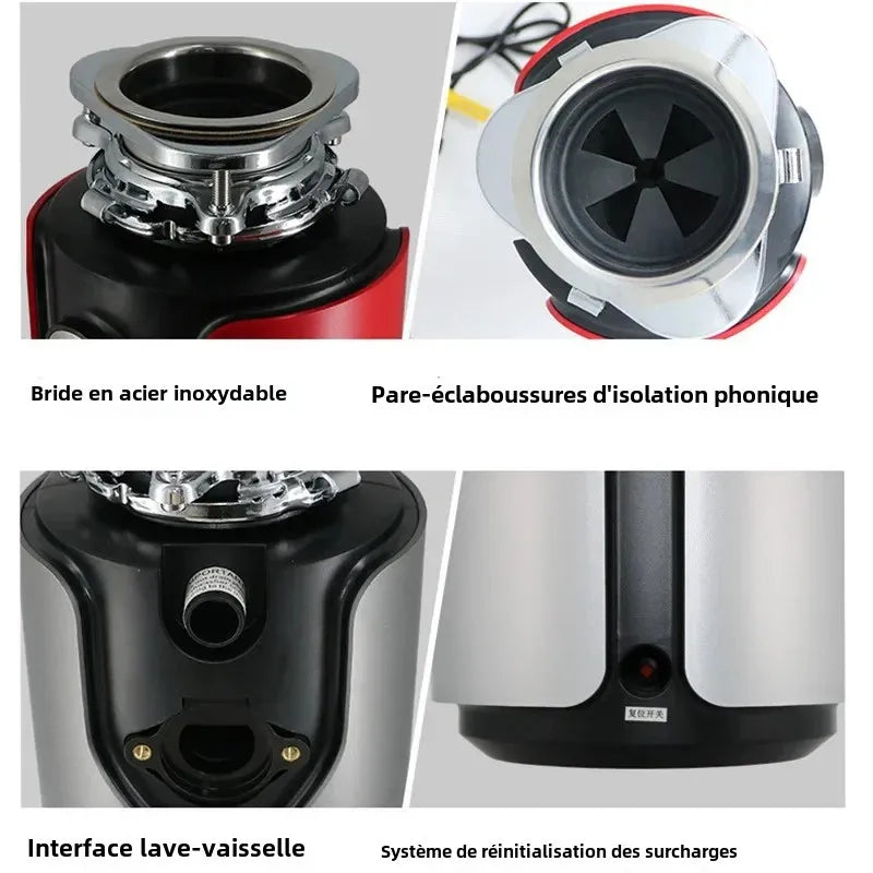 Broyeur d'Évier 560 W avec Interrupteur Sans Fil, Meulage en 7 Niveaux