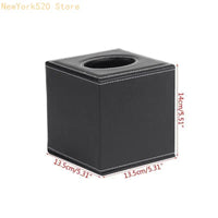Boîte à Mouchoirs Carrée en Cuir PU Noir 13,5 cm