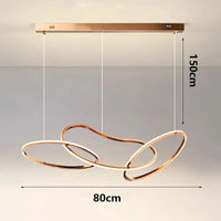 Suspension Cuisine LED Anneaux Entrelacés, 80 à 180 cm