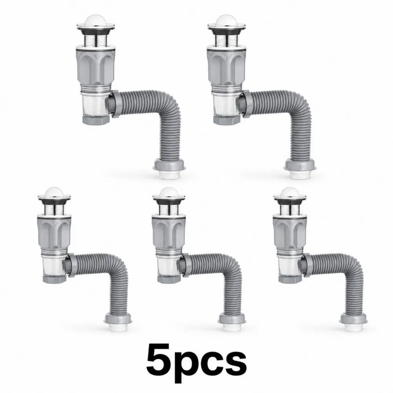 Siphon Lavabo Flexible 30-90 cm avec Bonde, Noir ou Gris