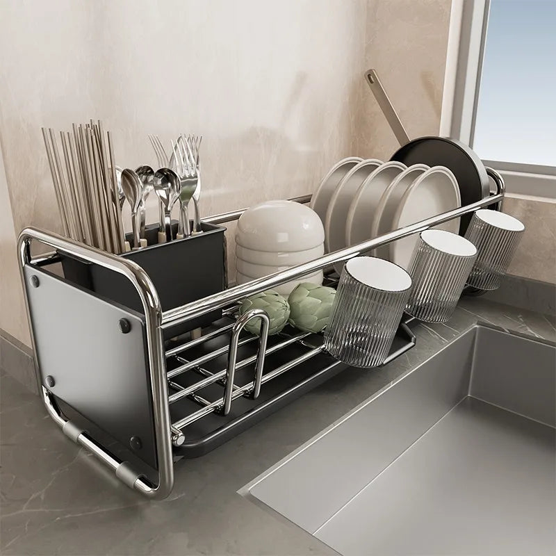 Égouttoir à Vaisselle Latéral Inox 43 cm pour Évier, Gris ou Blanc