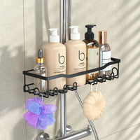 Étagère de Douche Sans Perçage pour Barre de Douche, Noir ou Argent