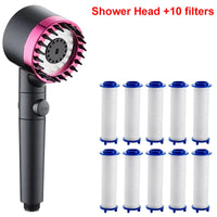 Pommeau de Douche à Filtre Massage, Kit avec Flexible et Support, Gris ou Violet