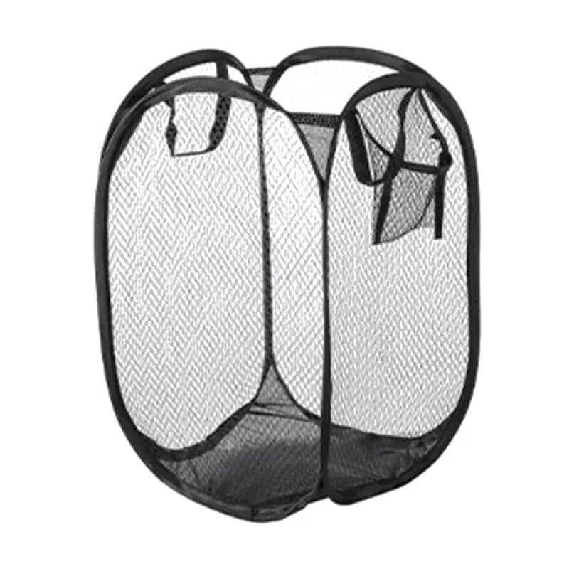 Panier à Linge Pliable en Maille Noire, 1 ou 2 Pièces