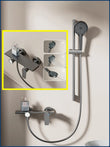 Colonne de Douche Murale avec Mitigeur à Tablette et Douchette 3 Jets, Gris