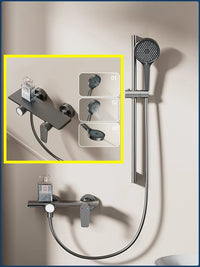 Colonne de Douche Murale avec Mitigeur à Tablette et Douchette 3 Jets, Gris