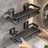 Étagère de Douche d'Angle Aluminium Noir