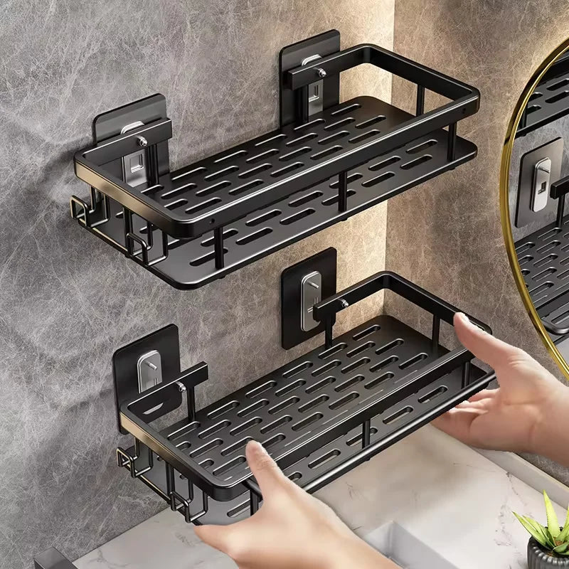 Étagère de Douche d'Angle Aluminium Noir